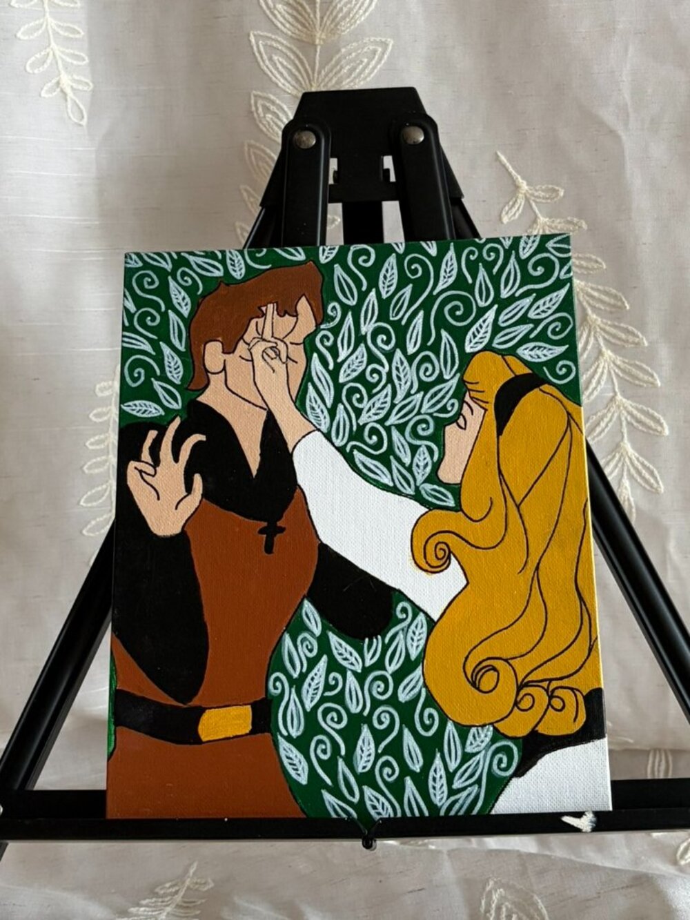 Hand Painted Fairytale Couple Romantic Forest Canvas 8x10